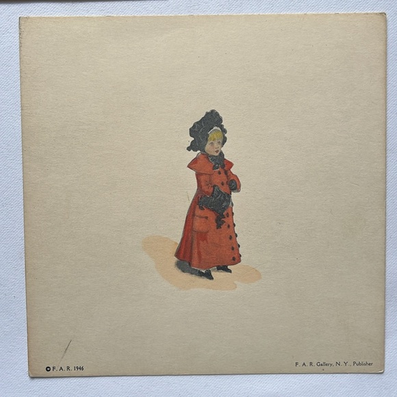 Kate Greenaway / 3 Prints / 6x6 / 
Vintage/ Girl in Red Dress x 2 / Green Dresse - Picture 6 of 6